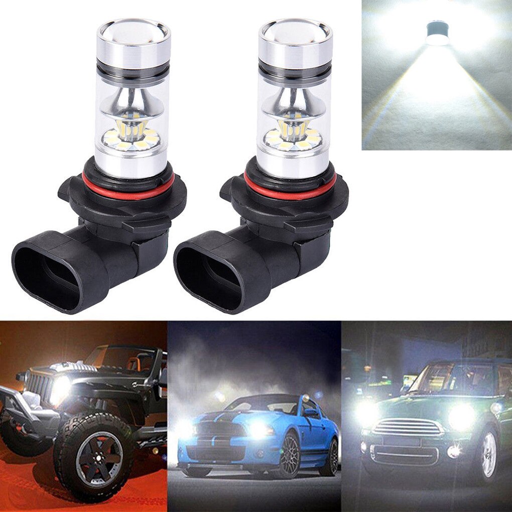 2Pcs HB3 HB4 9005 9006 100W 20LED Wit Koplampgloeilampen Kit Fog Rijden Licht Super Heldere Auto Lampen
