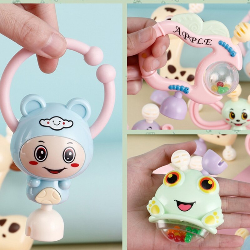 6-10pcs Baby Toys Hand Hold Jingle Shaking Bell Teether Ring Baby Rattles Toys Newborn Baby 0- 12 Months Teether Toys