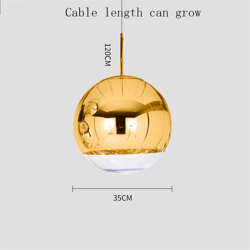 Argent or verre Lustre pendentif lumières Globe boule pendentif LED lampe salon Luminaire suspendu lampara Lustre éclairage E27