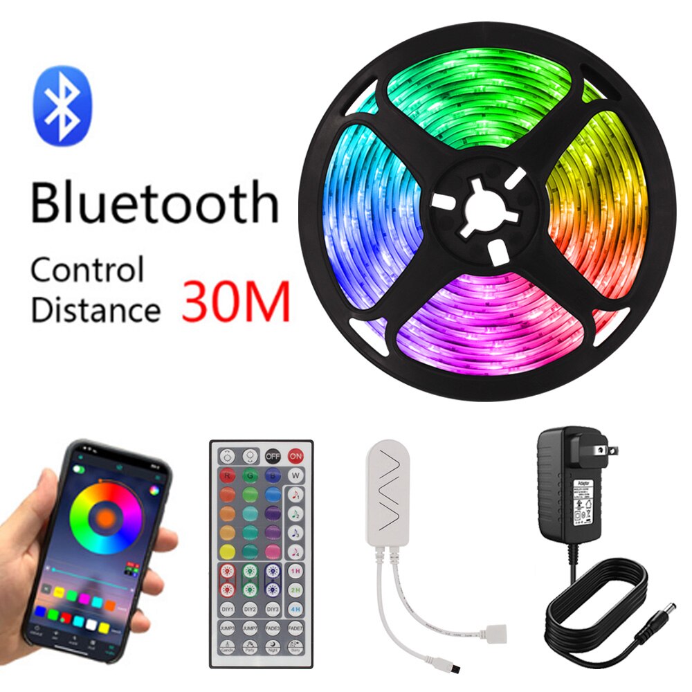 15M 20M Flexible Neon Lights 12V Led Strip 5 m with Wifi/Bluetooth Control 5050 RGB Ribbon Luminous Tape Led light for Room Wall: bluetooth app / 10M 32.8ft Set