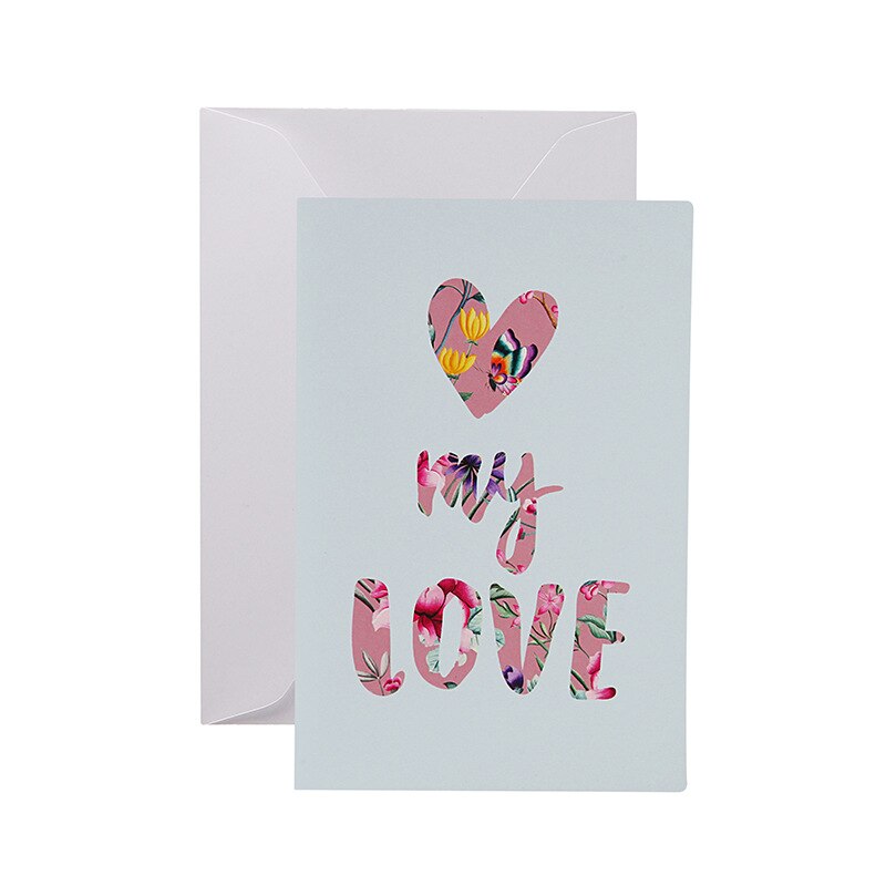 6pcs I Love You Greeting Cards Heart Flower Concise Style Wedding Cards Happy Valentine&#39;s Day Message Cards For Girl Friend