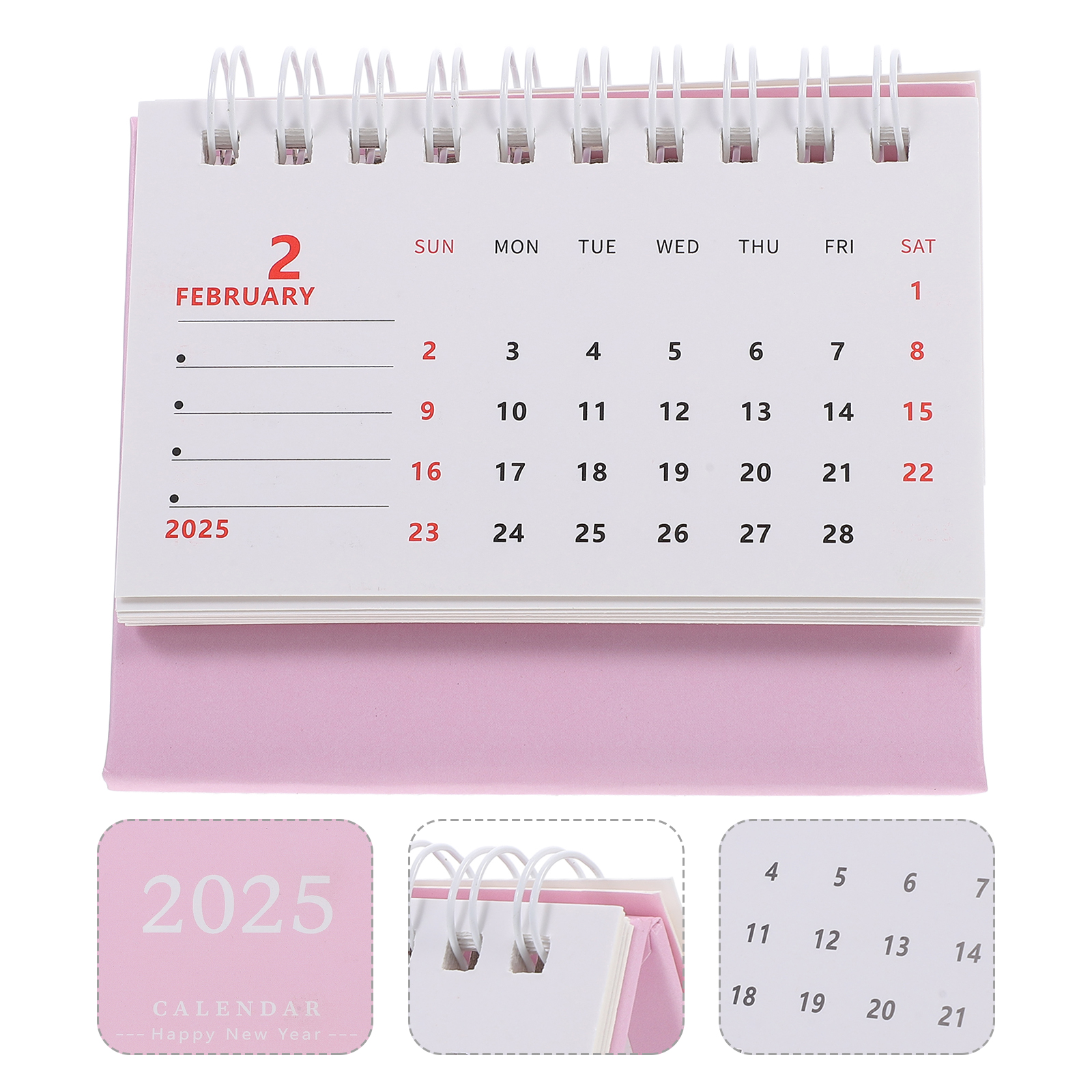 Mini-Tischkalender 2025, kleiner Standplaner, Notiz, täglicher Gebrauch, Monatsplan, Heimbürobedarf, Druckprodukte, dekorativ: Rosa