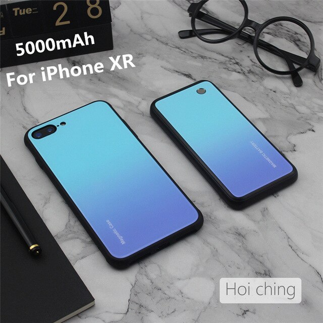 KQJYS Magnetic Battery Charger Cases for iPhone Xs Max Portable Wireless Power Bank Power Case for iPhone XR Battery Case: Blue For  XR