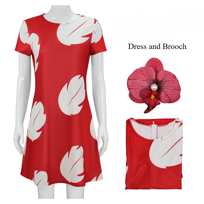 Kinder Rotes Kleid Kostüm Niedliche Stempel Duty Kleider Komplettes Set Blumenbrosche Rollenspiel Outfit Kinder Mädchen Kleidung Halloween Party: XL