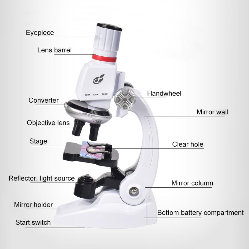1200X Student Monocular Biological Microscope Set LED Home School Science Educational For Kids Child Lab Optical Instruments