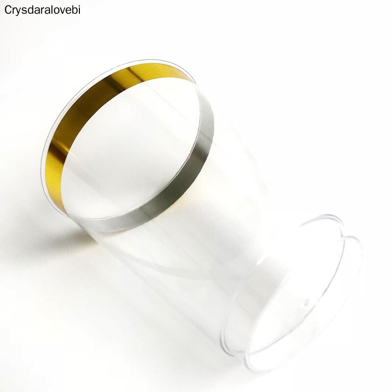 Vasos de plástico dorado 100 UDS-vasos desechables de plástico con borde Premium Gold para bodas elegantes, celebraciones bonitas