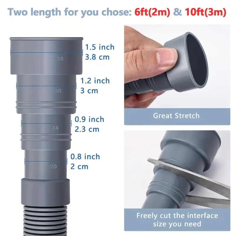 Manguera de drenaje para lavadora, Kits de extensión de manguera de drenaje Flexible para lavavajillas, manguera de descarga de lavadora corrugada de 1,5 metros y 2,5 metros