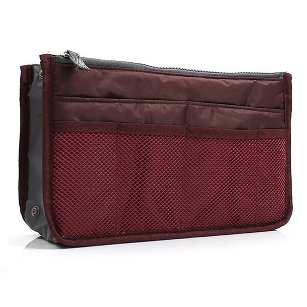 Delle donne Sacchetto Cosmetico di Grande Inserto Dell'organizzatore Della Borsa di Trucco Del Sacchetto Multi Funzionale Delle Donne Cosmetico di Immagazzinaggio di Borse Da Viaggio: wine red