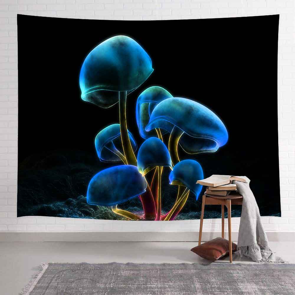 Simsant Trippy Mushroom Tapestry Great Ocean Wave Kanagawa Wall Hanging Tapestries for Living Room Bedroom Home Decor: 2TGTLSAY139