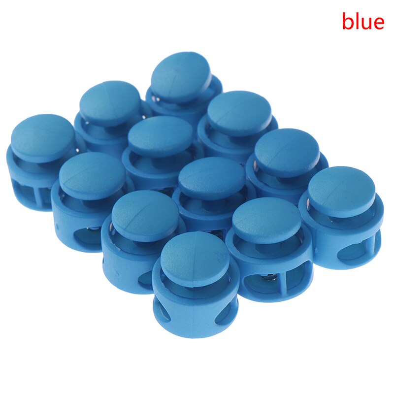 12pcs Double Hole Spring Cord Lock Round Ball Shaped Toggle Stoppers Stop Sliding Cord Fasteners Locks Buttons Ends Replacement: Blue