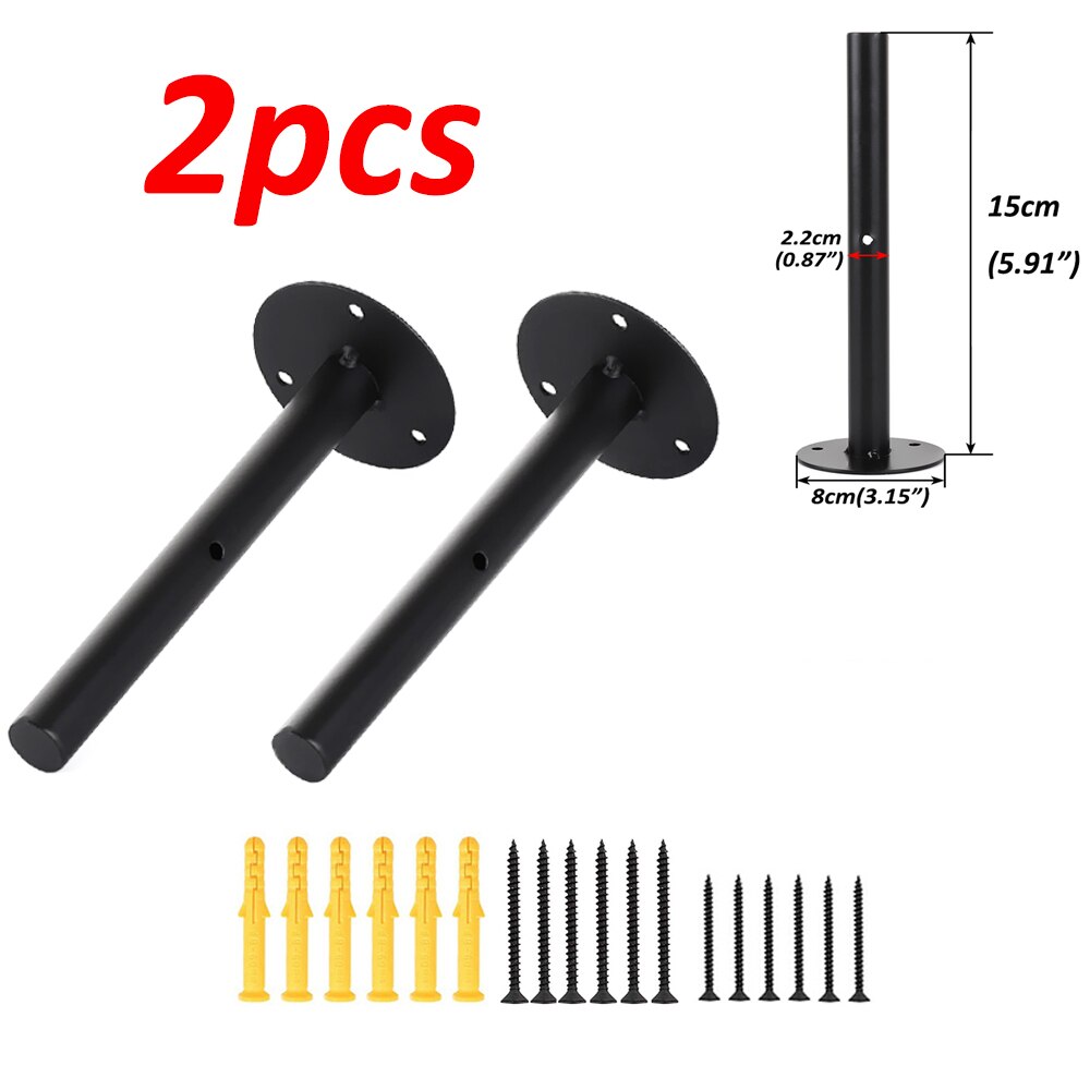 1/2/4pcs Black Industrial Iron Storage Brackets Racks Heavy Duty Shelf Board Wall Mounted Multifunctional Home Decor Hardware: 2pcs 15cm