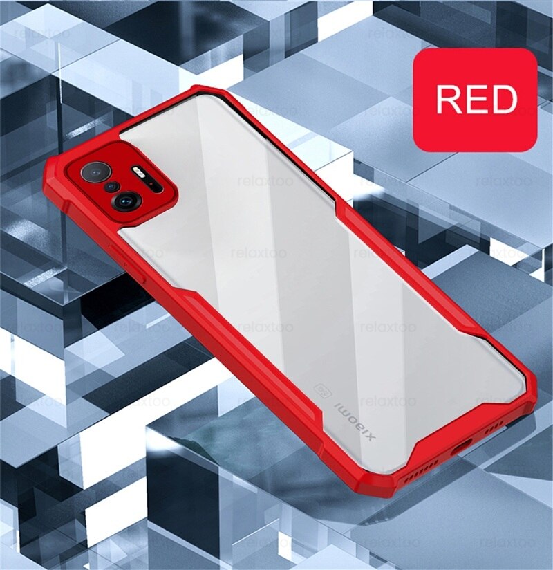 Mi11T Profi fallen transparent Acryl PC + TPU Stoßstange Rückseite für Xiaomi11T Xiaomi 11 T Profi Mi 11 T airbag Stoßfest Schützen Coque: Pro Xiaomi 11T / rot