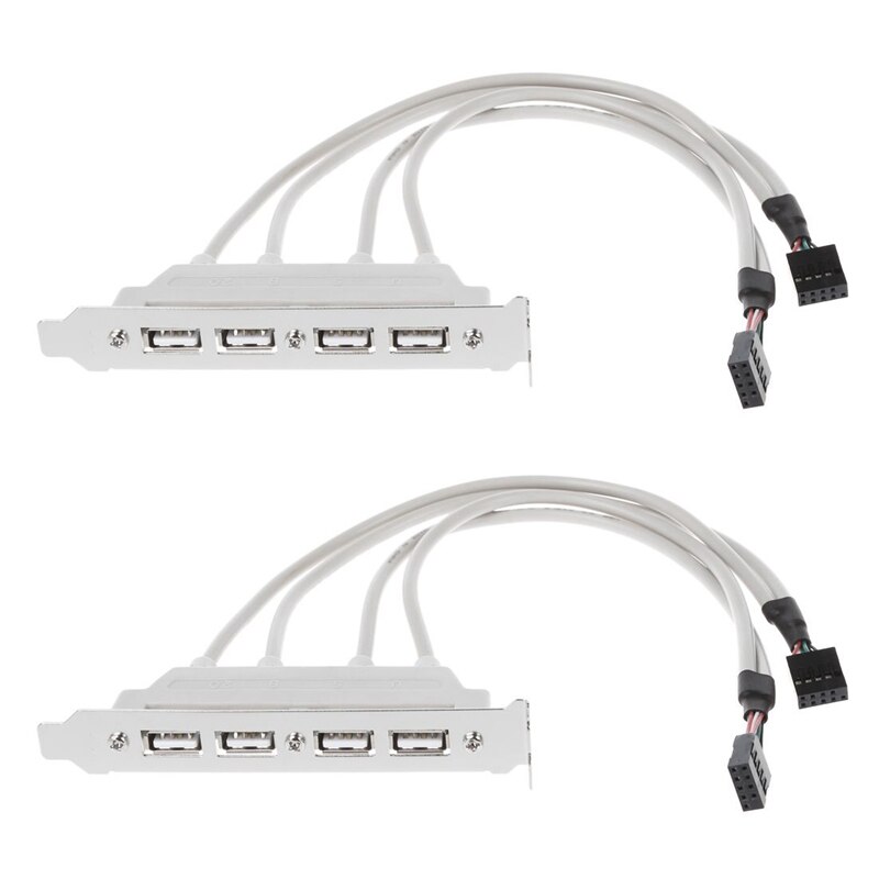 2X Dual Moederbord 9Pin Header 4Port Usb 2.0 Female Kabel Pci Bracket