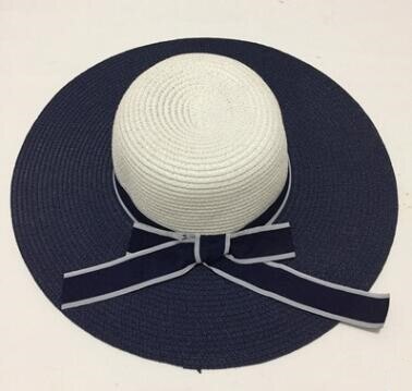Shaluotaotao Trend Zomer Mode Sombrero Emmer Hoeden Voor Vrouwen Inklapbare Merken Vakantiereizen Strand Hoed Pet: Navy