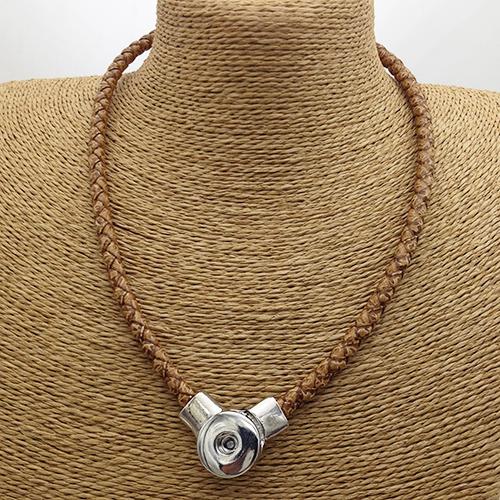 Collar de cuero Pu con botón a presión, joyería Oem, Odm Ne1005, novedad