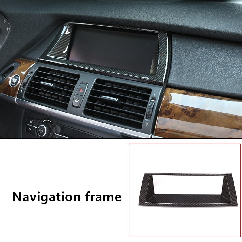 Consola Central Soporte para vasos cubierta de marco decorativo embellecedor para BMW X5 E70 accesorios interiores de Color de fibra de carbono: navigation