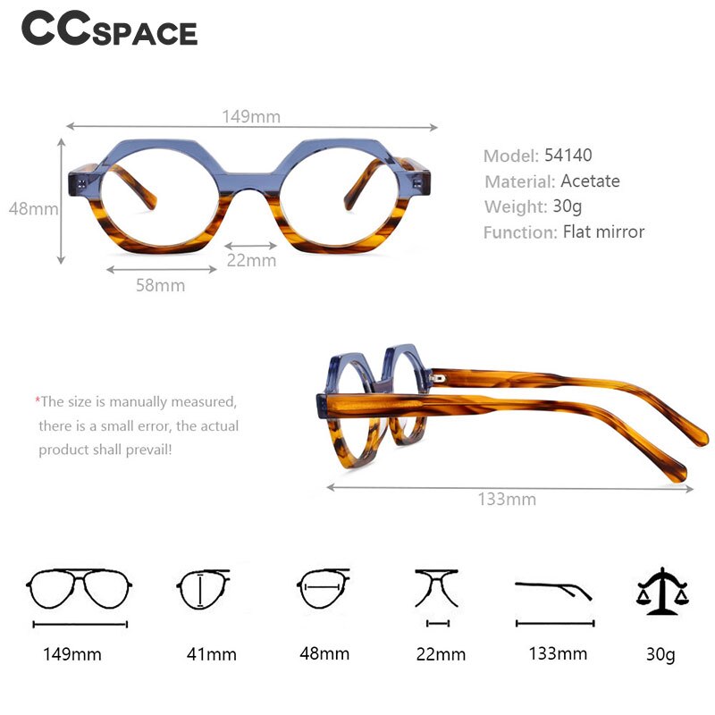 54140 Style Acetate Optical Polygon Glasses Frames Men Women Two Color Patchwork Computer Eyeglasses