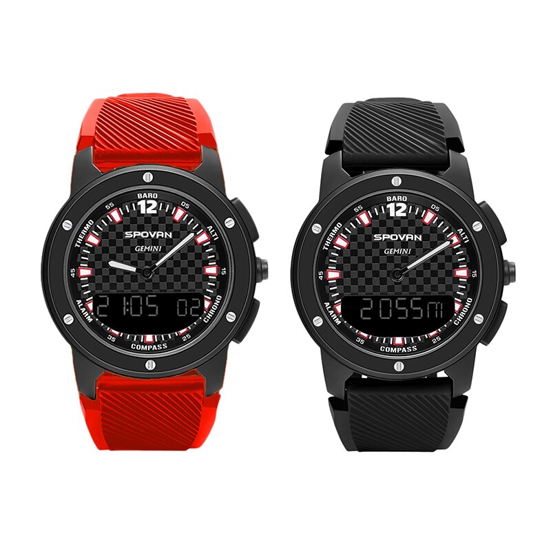 Gemini Smart Horloge Dubbele Display Sporthorloge Hoogtemeter Barometer Kompas Waterdicht Weersverwachting Led