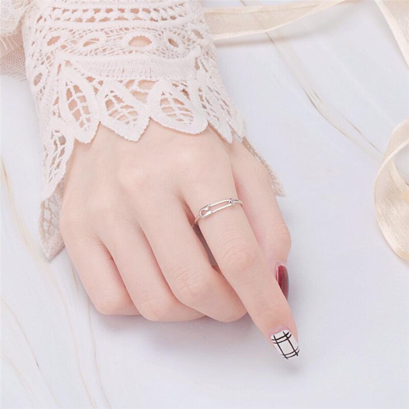 Unique mémoire Simple personnalité Mini broche créative mignon 925 en argent Sterling femelle redimensionnable ouverture anneaux SRI486
