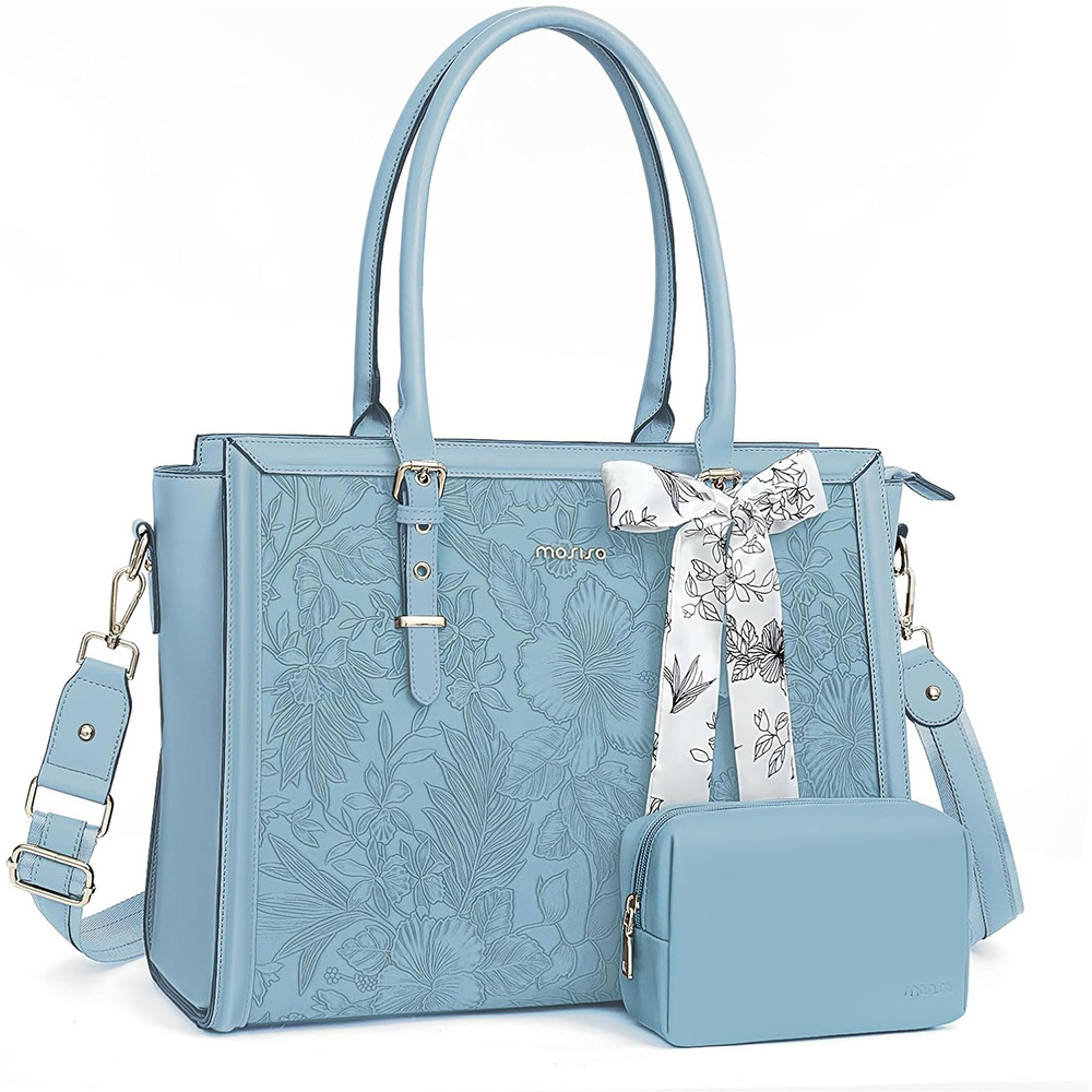 Laptop Tas Voor Vrouwen Luxe Pu Lederen Draagtas Voor 15.6 16 17.3 Inch Macbook Asus Hp Dell Notebook Schouder Messenger Handtas: 12" / Blauw