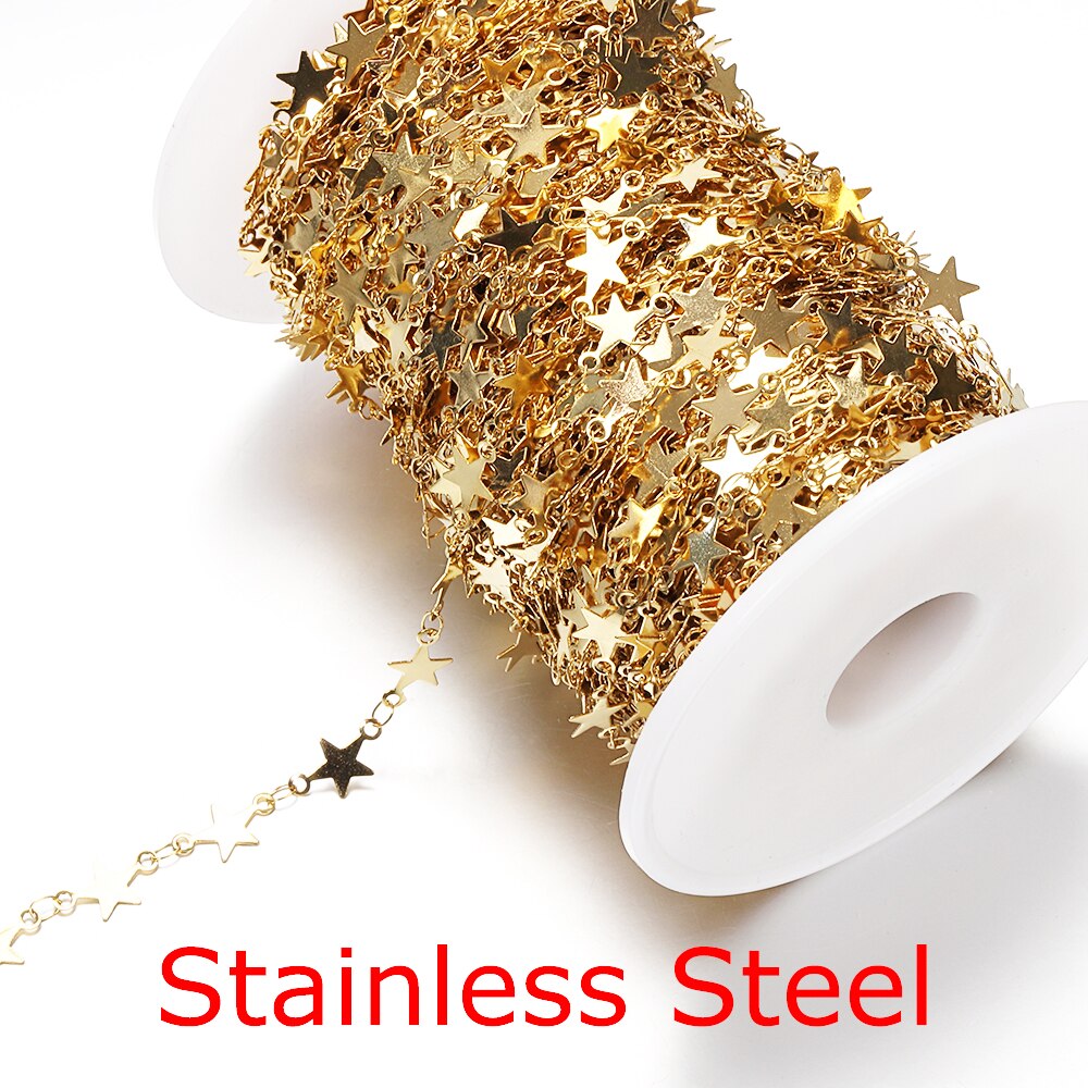 No Faded 1meter Chains Star Link Copper Chains DIY Jewelry Findings for Women Necklace Bracelet Making Supplies: 05 - Steel