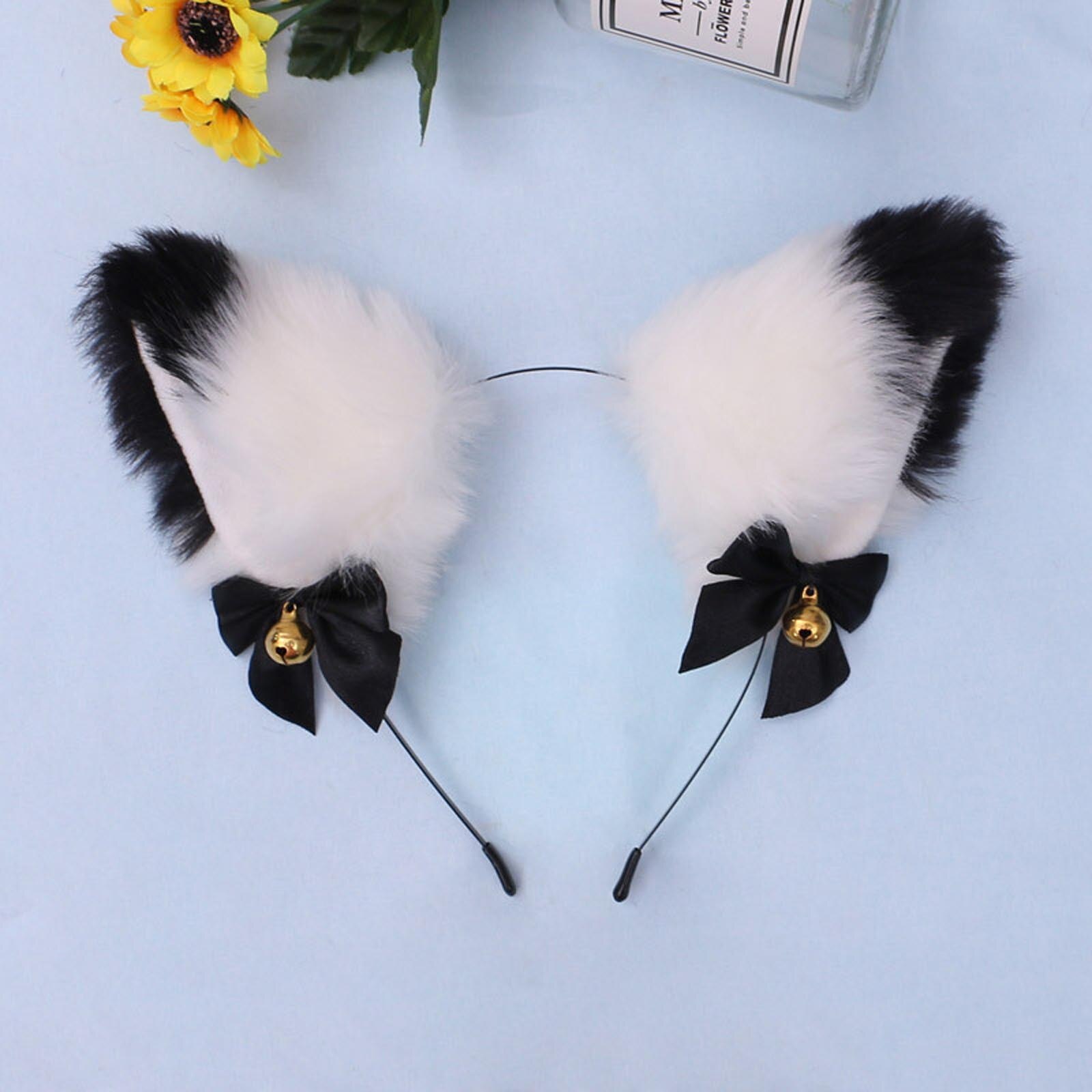 Cosplay Girl Plush Furry Headwear Accessory Prop for Cam Girl Party Fox Long Fur Costume Hair Clip Headbands #4: D