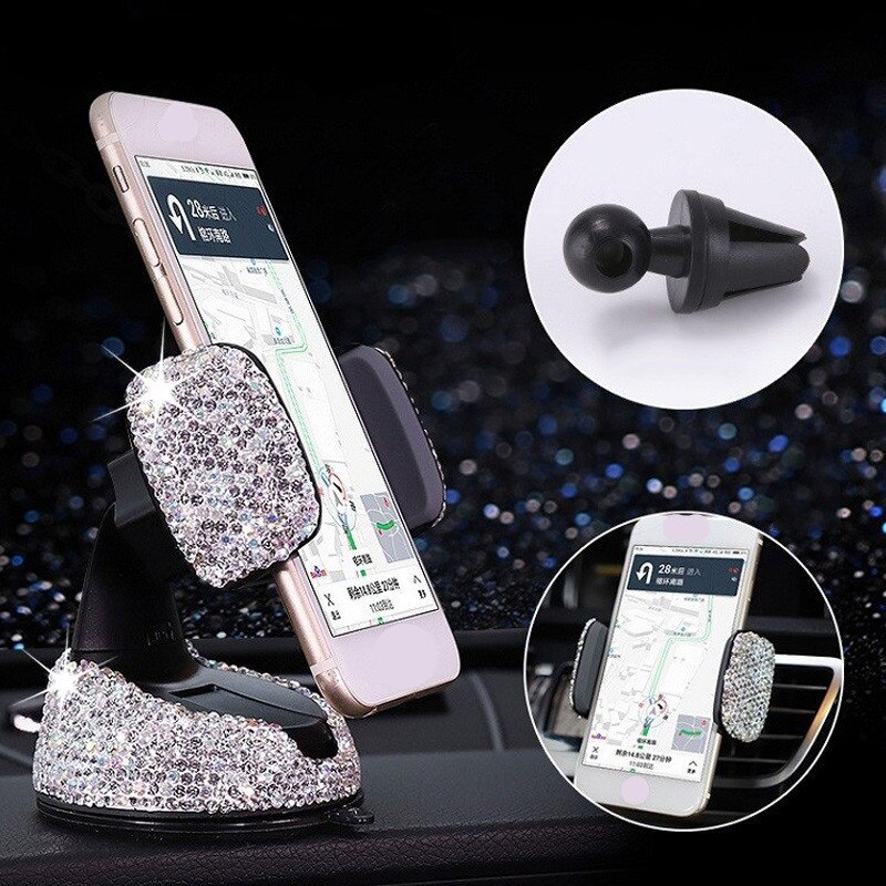 Multifunctional crystal diamond car phone frame, universal instrument panel, phone frame, air hole clip, fixed auto parts