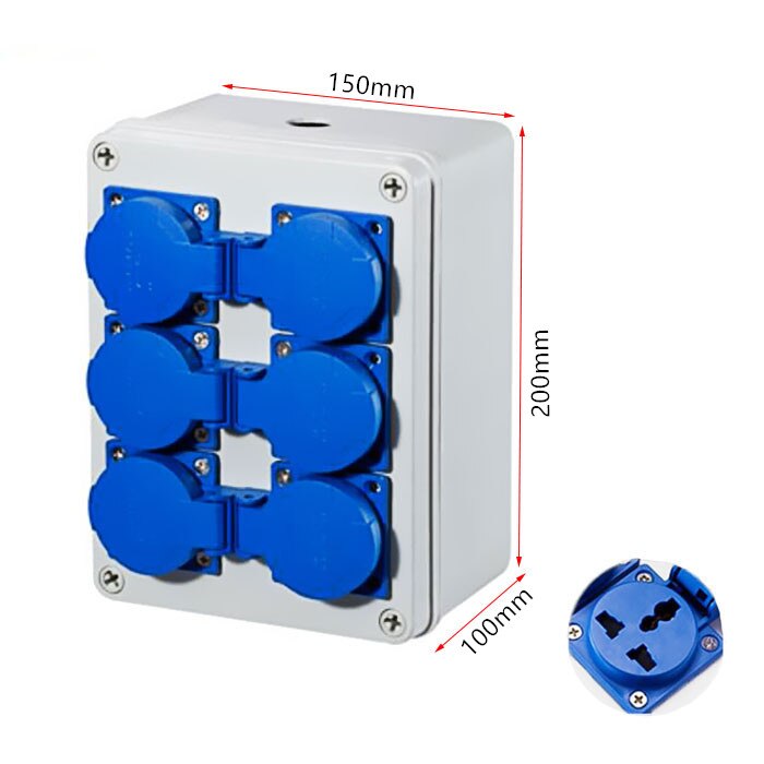 Outdoor rainwater socket Three holes 220V/ 10A home wall mounted multi-function outdoor socket box electric car charging: 6K / Multi-function socke