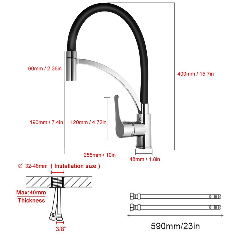 Gavaer Gummi Küche Armaturen Jede Richtung Rotierenden Moderne Küche Wasserhahn Wasserhähne Einzigen Griff ziehen Unten Deck Waschbecken Wasserhahn