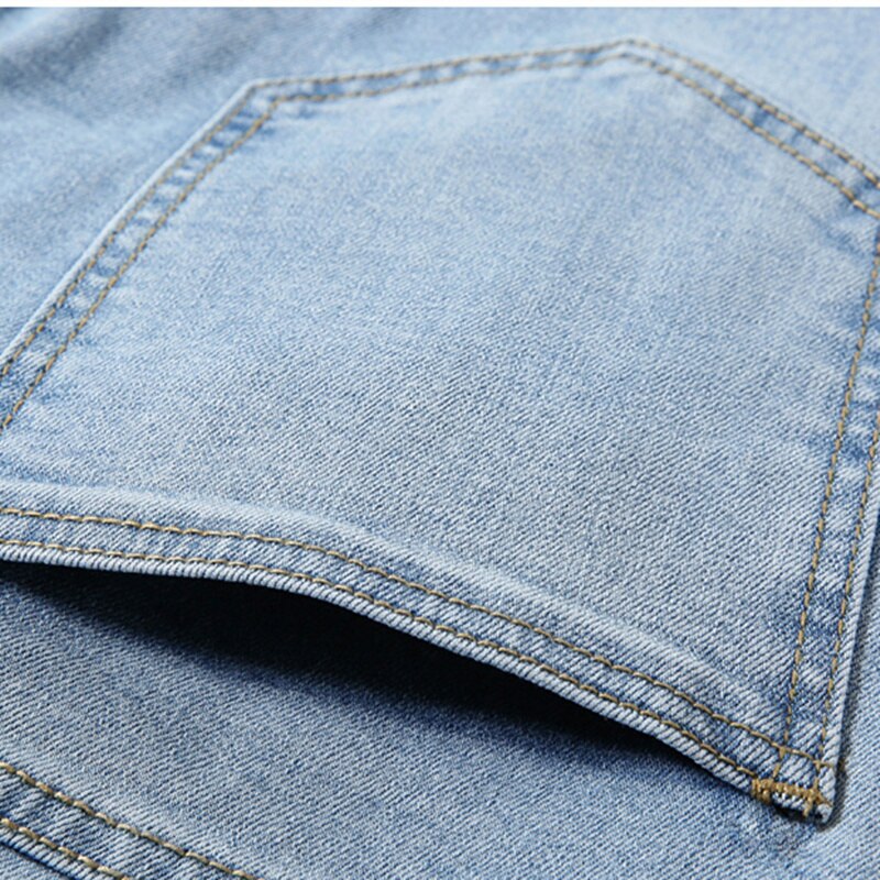 Jean déchiré bleu clair pour homme, pantalon de clochard, Slim, extensible, décontracté, de rue européenne et américaine, Hip Hop, printemps et été