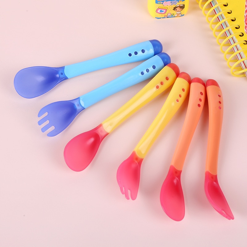 Temperature Sensing Spoon for Baby Safety Infant Feeding Spoons Fork Kids Children Boy Girl Toddler Flatware