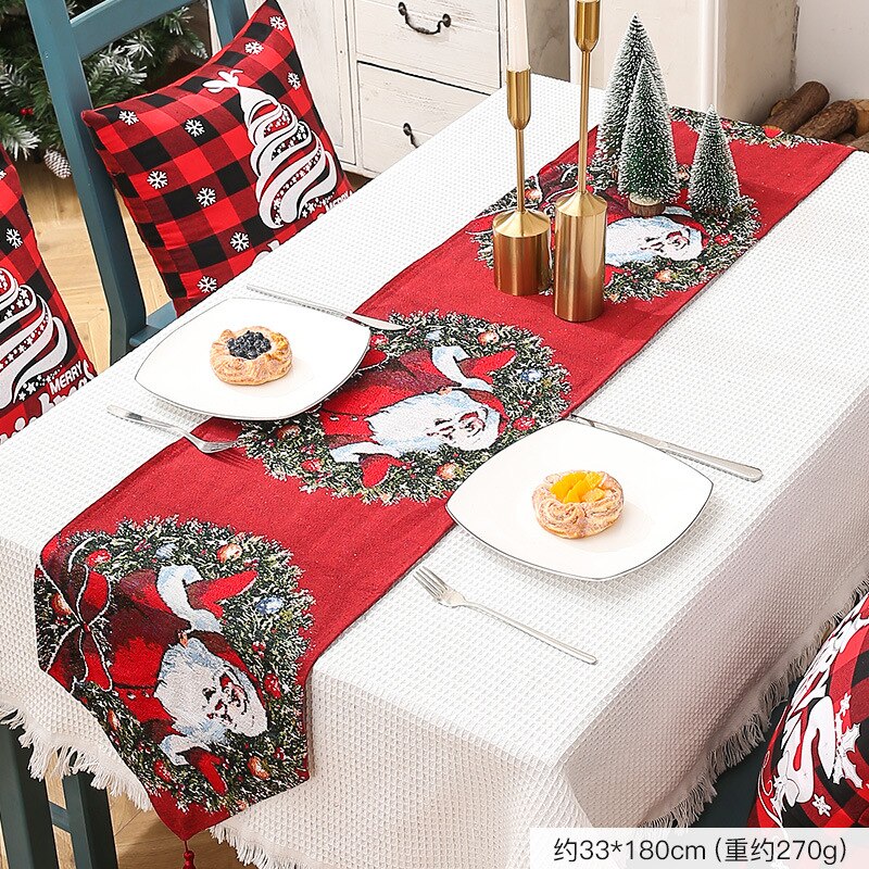 Polyester Cotton Christmas Table Runner Tablecloth Hotel Home Dining Table Dress Up Xmas Festival Party Decor Table Runners