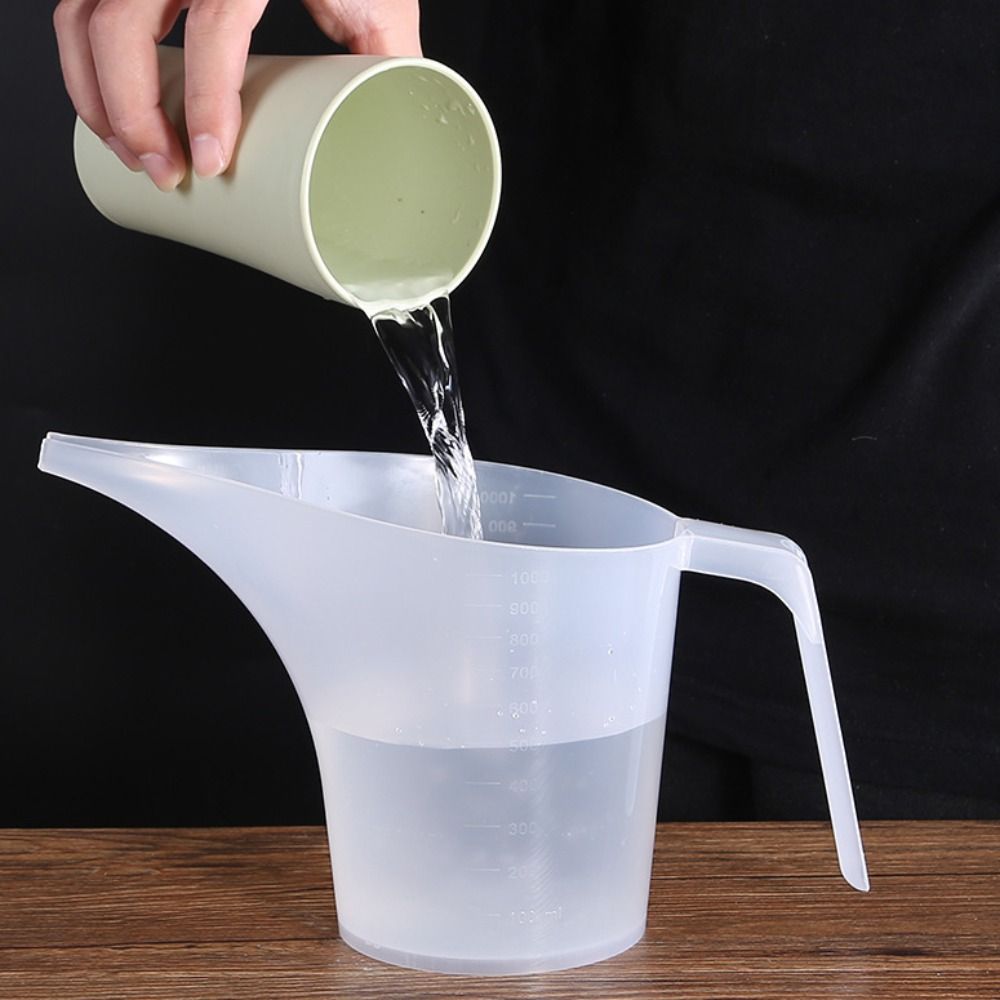 Målebeger i plast måleverktøy gradert kopper med 1000ml spisser væskebeholder med lang tut trakt mugge kanne