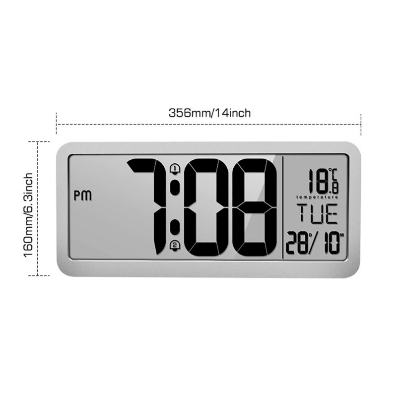 Adjustable Volume Battery Powered Digital Wall Clock With 2 Alarm Settings Large LCD Screen Display Clock 1Pcs