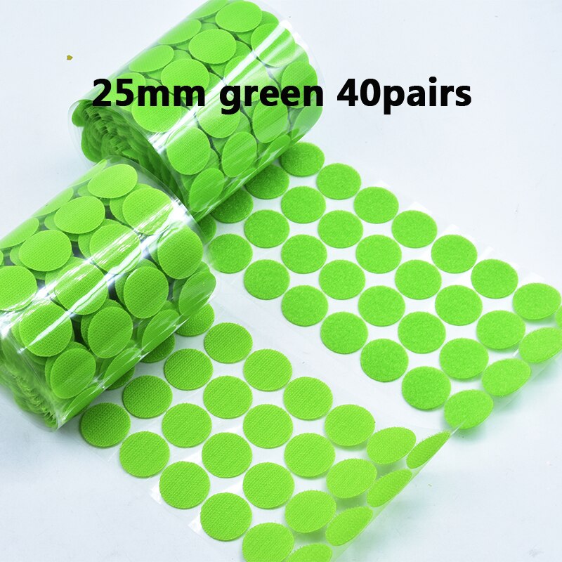 Kleurrijke Klittenbandsluitingen Lijm 10-30 Mm Zelfklevende Tape Haak Lus Nylon Magic Boob Tape Sticker Thuisgebruik Sterke lijm 100Pairs: 25mm green 40 pairs