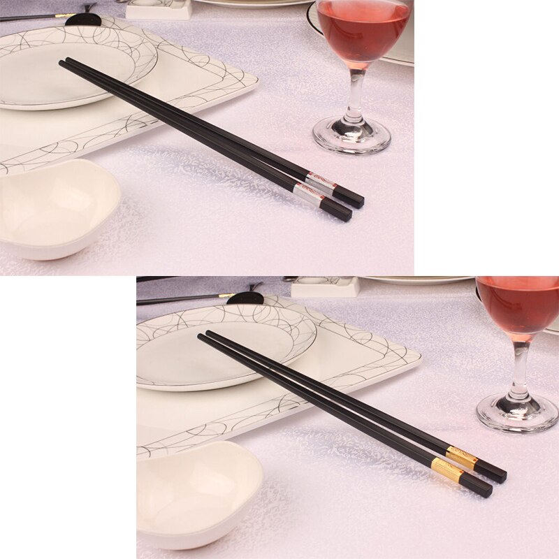 Svart gull koreansk spisepinne mat sushi pinne svart sølv firkantet japansk spisepinne kinesisk mat pinne restaurant bestikk