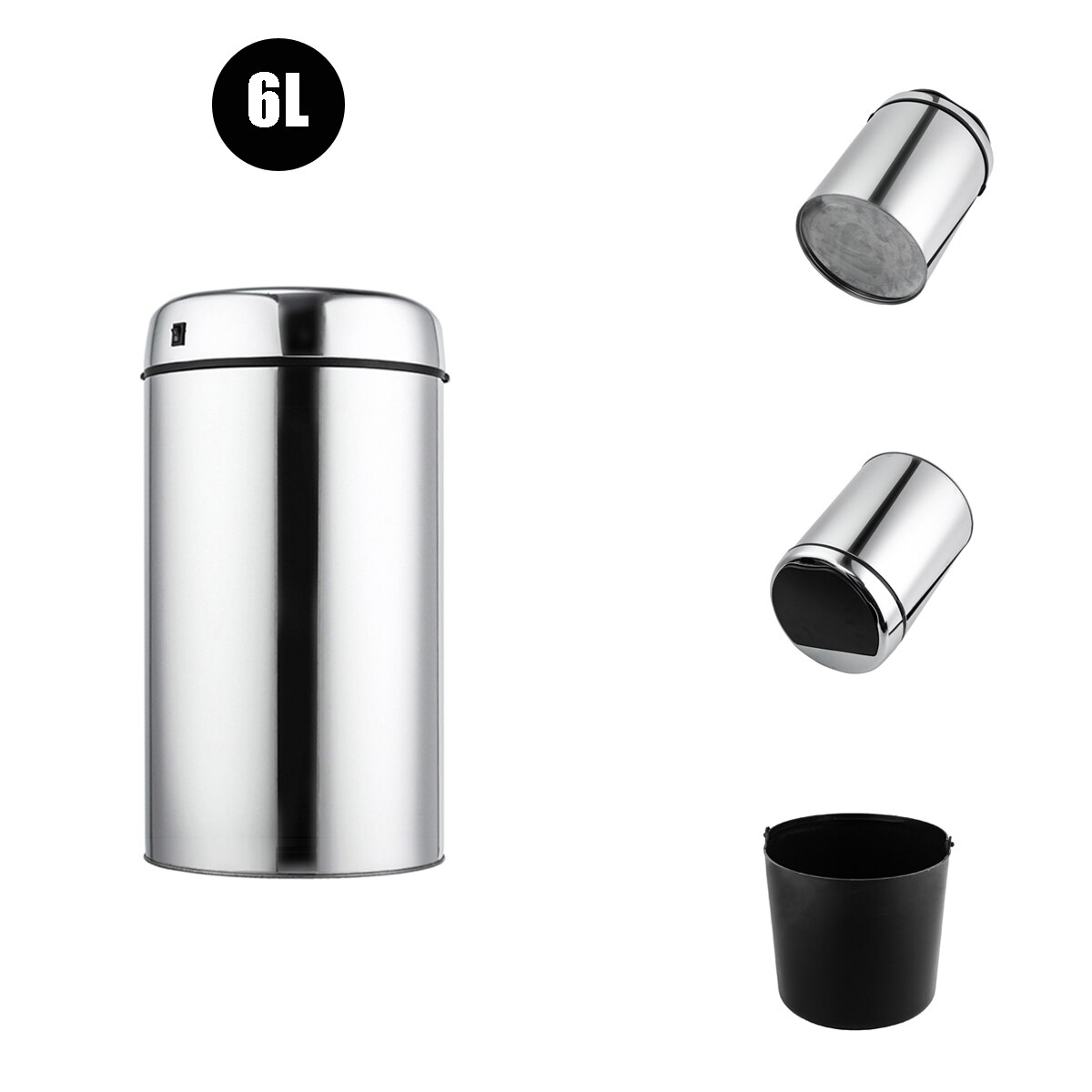 3/4/6L Stainless Steel Electronic Dustbin Touchless Trash Recycle Motion Sensor Automatic Waste Bins USB Charge Kitchen Trash