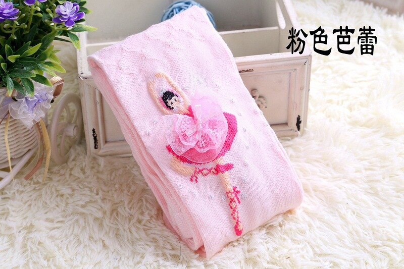 Cute Baby Kids Girl Cotton Flower Tights Autumn Causal Socks Stockings Pants Hosiery Pantyhose Ballet Girls Printed S-L: Pink / L