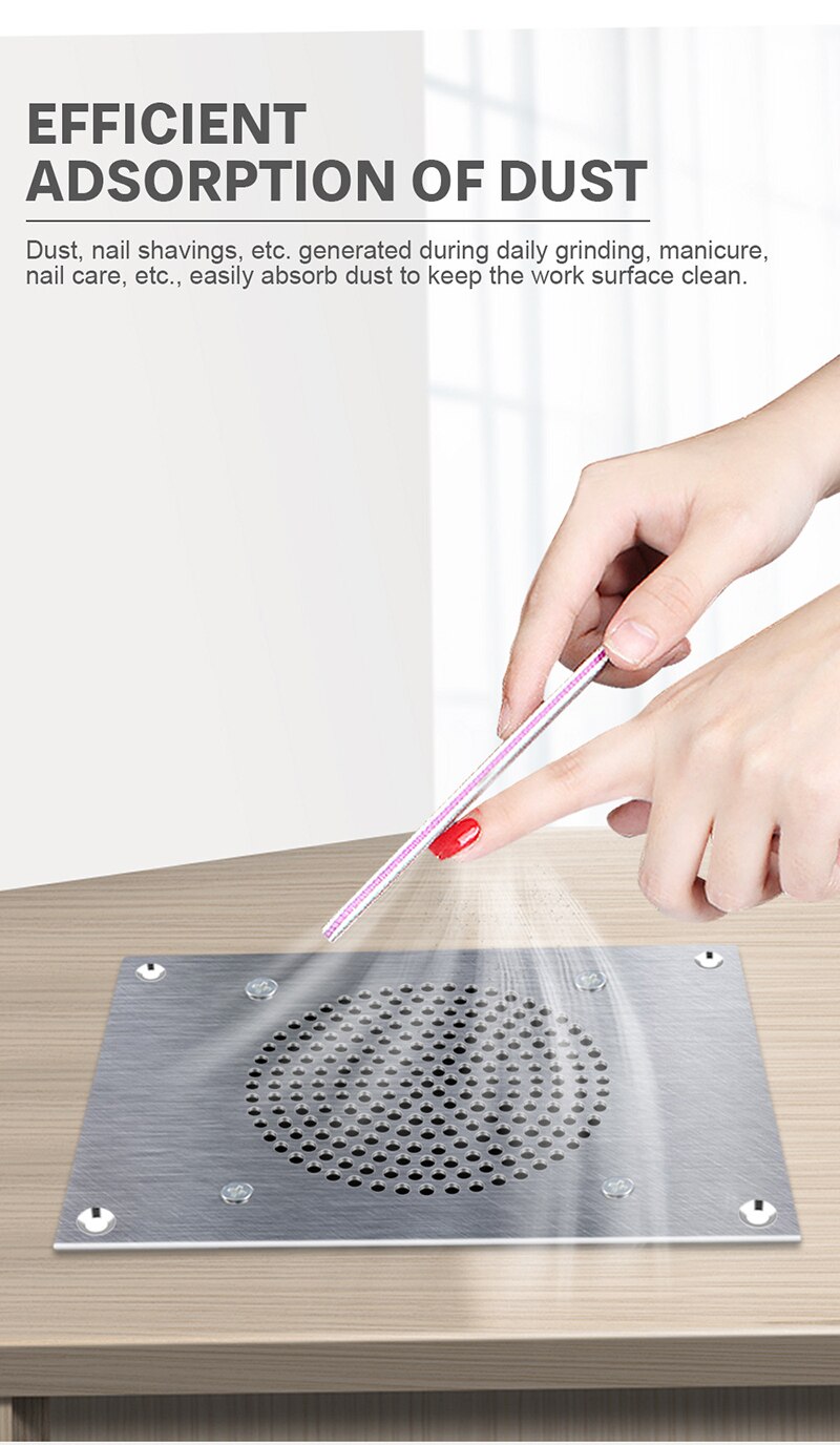 Metal Nail Dust Collector Nail Suction Fan Nail Dust Vacuum Cleaner Manicure Machine with Dust Collecting Bag Salon Tools