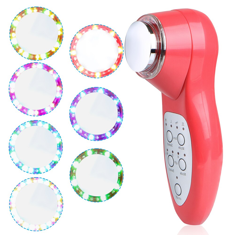 7 Colors Facial Skin Lifting Ultrasound 3Mhz Ultrasonic Blue Red Led Photon Skin Beauty Skin Rejuvenation Machine Home Usse
