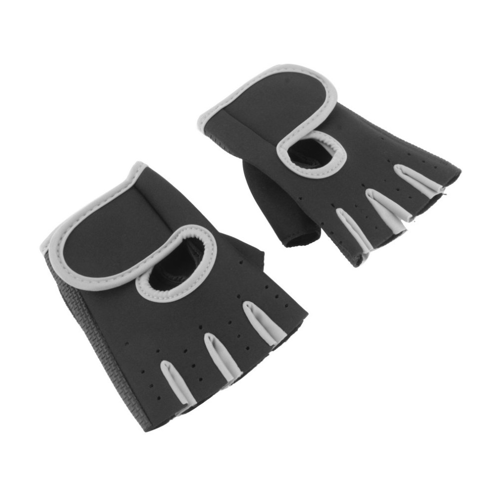 Guantes de gimnasio de 4 colores para hombre y mujer, antideslizantes, para levantamiento de pesas, entrenamiento corporal, medio dedo: Gris claro