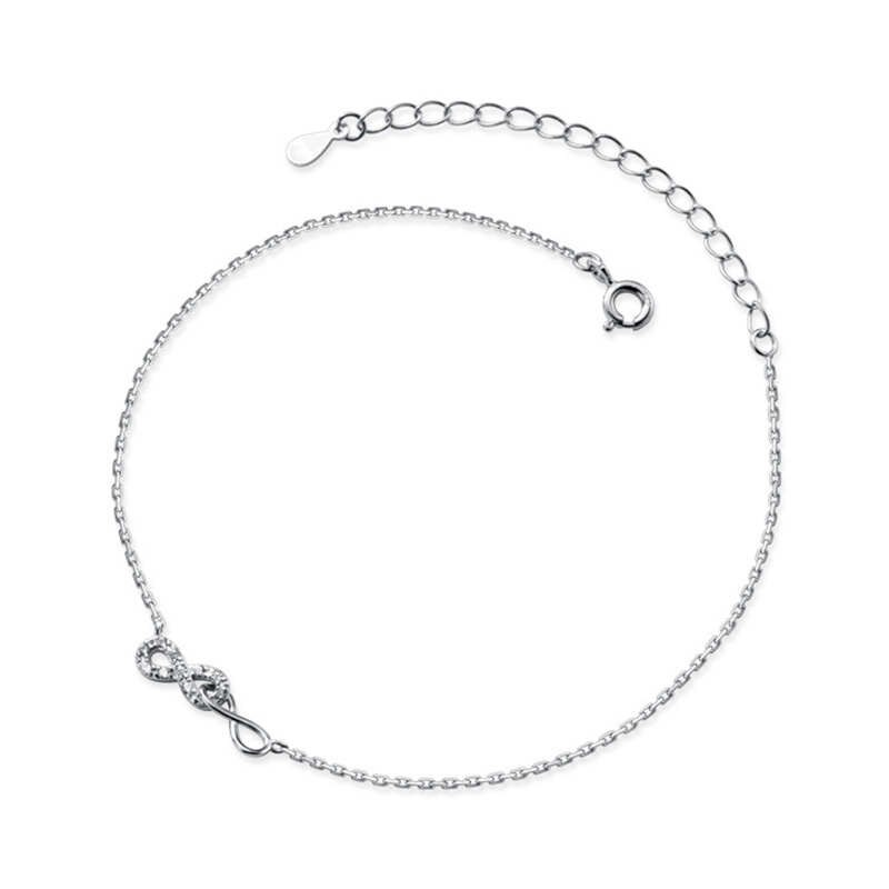 Ponykiss romantisches  s925- teiliges sterlingsilber-fußkettchen mit schleife und zirkoniakette, damen-partyschmuck, allergenarm: Default Title