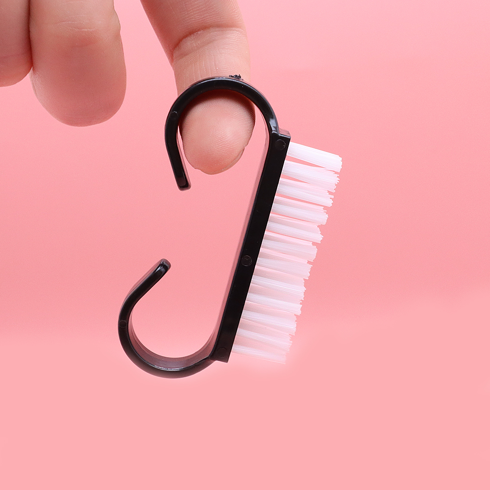 50/100pcs Nail Brushes Solid Black Mini Goat Horn Scrubber Soft Remove Dust Plastic Manicure Pedicure Nail Art Cleaning Brush