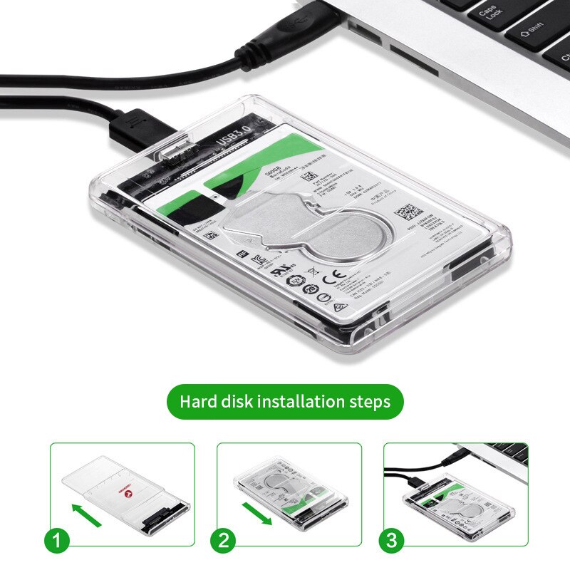 THU-boîtier Transparent pour disque dur externe SSD, sata 3, 2.5 pouces, avec sac gratuit, pour ordinateur de bureau et ordinateur portable