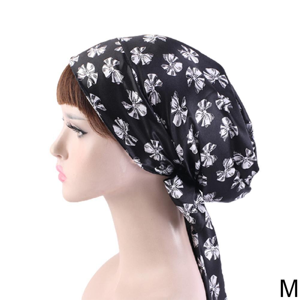 Soft Silk Women Night Sleep Shower Cap Adjustable Ladies Long Hair Care Bonnet Headwrap Hat Durag Soft Satin Hats Accessories: M