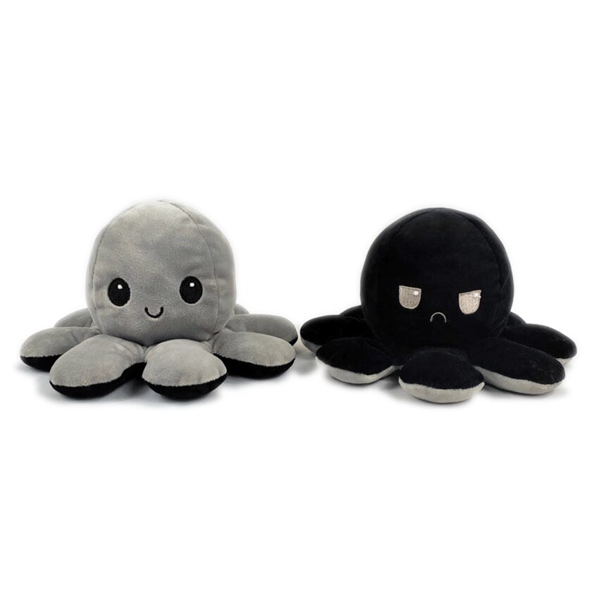 Double Sided Stuffed Flip Octopus Plush Doll Soft Simulation Plush Toy Color Doll Filled Plush Child Toy: Grey black