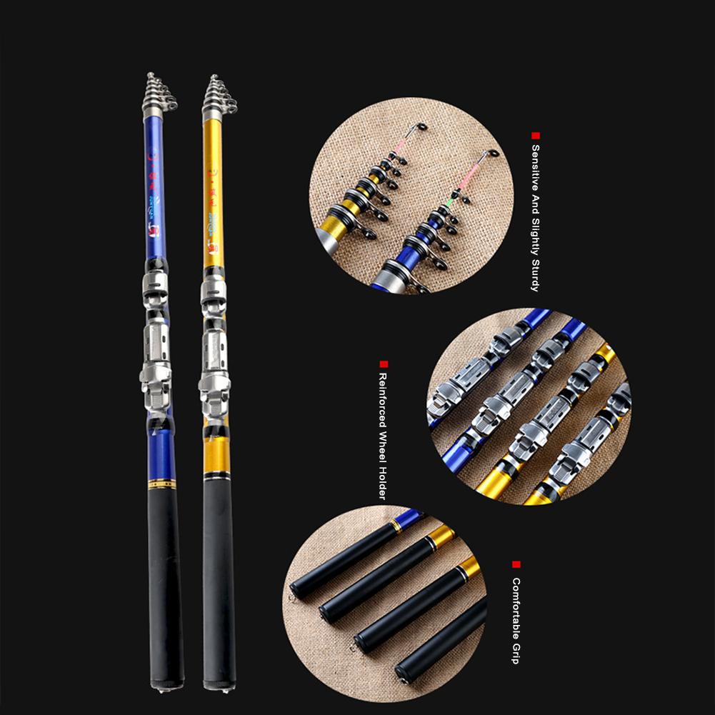 Portable Sea Fishing Rod Carbon Fiber 1.8M 3.0M Telescopic Rotating Fish Roll Short Golden Fishing Rod