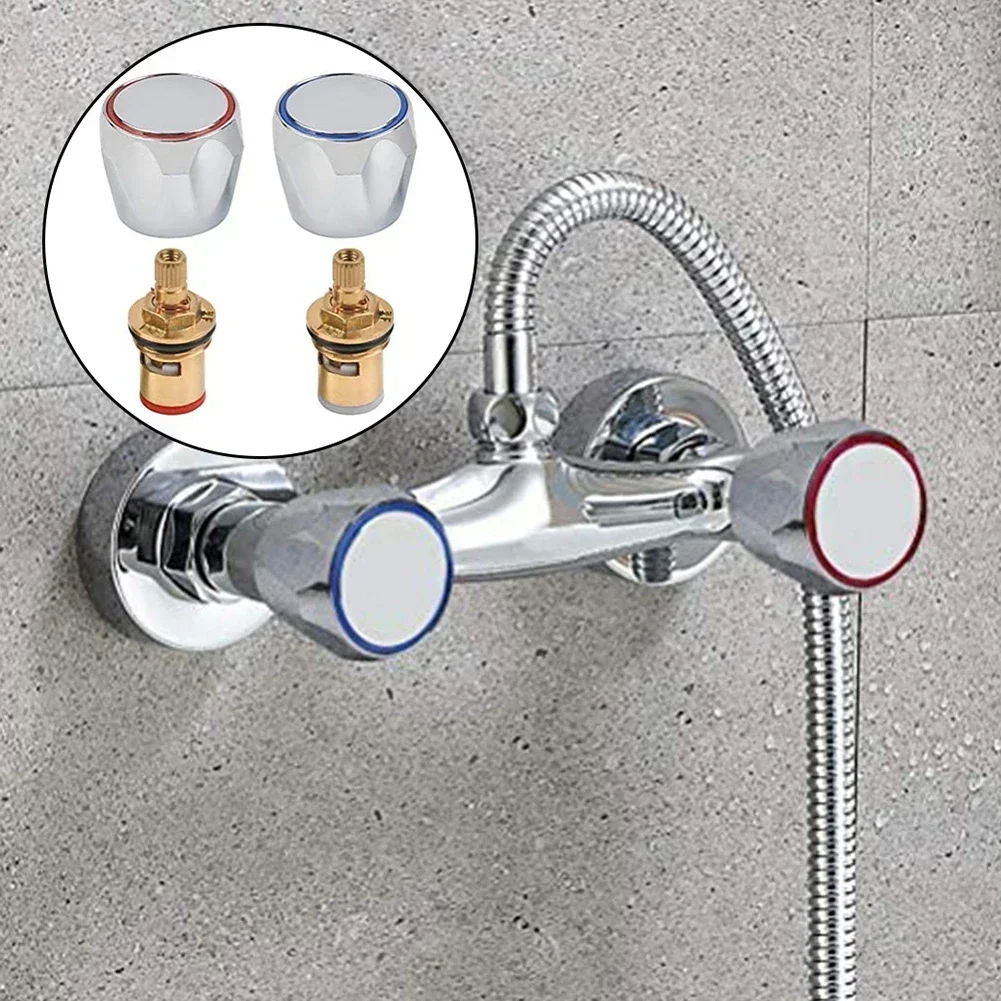 Bouton de poignée de robinet et froid, 2 pièces, Valve en cuivre, têtes de robinet, lavabo à filetage, évier 1/2 pouces, remplacement pour salle de bains, robinets de cuisine