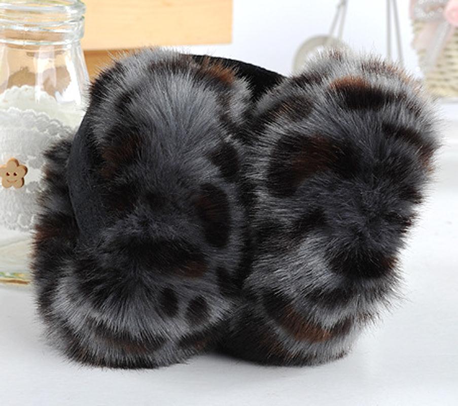Orejeras de lana de leopardo de estilo femenino, banda de envoltura para las orejas, calentador, cómodo, cálido,