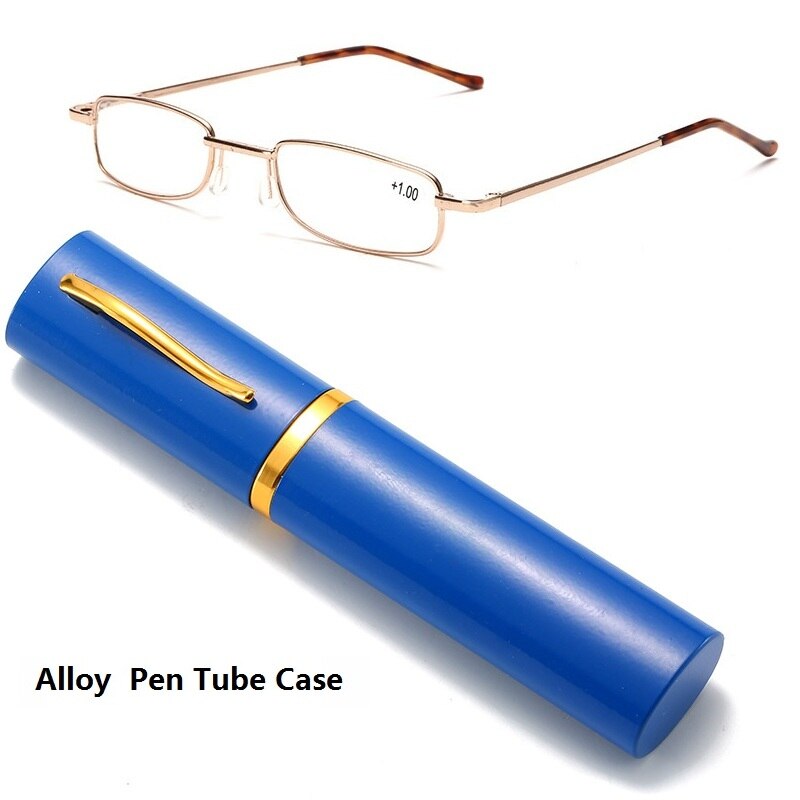 Óculos de leitura ultraleve portátil, presbiopia dioptria plus, para homens e mulheres, com + 1.5, 2.0, 2.5, 3.0, 3.5 e 4.0: 250 / BLUE-ALLOY CASE